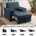 thumbnail image 6 of 3-in-1 Sleeper Chair Pull Out Sofa Bed, Convertible Reclining Seat Upholstered Armchair, Adjustable Backrest Recliner Chair with Side Pockets, Cup Holder & USB Ports - Navy, 6 of 7