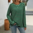 thumbnail image 6 of Shirts for Women Dressy Casual Striped Color Block Long Sleeve Round Neck Pullover Tee Tops Regular Fit Workout Blouses 2025 Trendy Clothes, 6 of 9