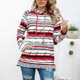thumbnail image 3 of Sudadera Con Capucha Para Mujer, Sudadera De Fibra De Poliéster, Manga Larga, Rayas Coloridas, Con Capucha, Cordón De Lana, Cómoda Para Ir De Compras ANGGREK Raya Fina Roja M, 3 of 6