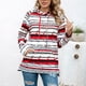thumbnail image 2 of Sudadera Con Capucha Para Mujer, Sudadera De Fibra De Poliéster, Manga Larga, Rayas Coloridas, Con Capucha, Cordón De Lana, Cómoda Para Ir De Compras ANGGREK Raya Fina Roja XL, 2 of 6