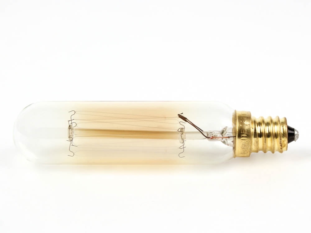 Bulbrite 25 Watt Dimmable Antique T6 Nostalgic Thread Incandescent Light Bulb with Candelabra (E12) Base, 2200K Amber Light