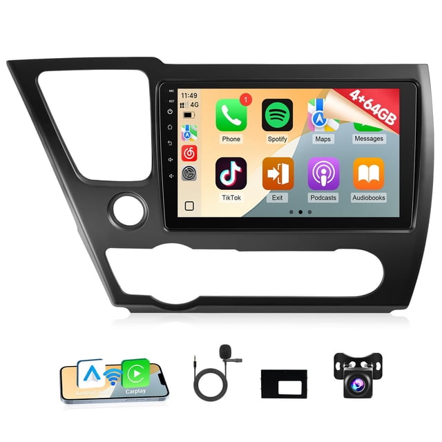 Radio de coche Naifay Android 13 de 4 GB de RAM y 64 GB de ROM para Honda Civic 2013-2017