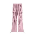 thumbnail image 4 of Tittly Sweatpants Women Cargo Pants Women Women's Summer New Waist Draping Breathable Two Wear Casual American Harlan Sportswear Pants Cargo Joggers Womens Cargo Pants Pink L, 4 of 4