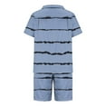 thumbnail image 5 of YLSDY Men's Striped Pajamas Shorts Sets Short Sleeve Button Down Silk Satin Pjs Sets Shirts Summer Sleepwear Loungewear Blue 6, 5 of 5