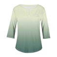 thumbnail image 4 of Mikilon Plus Size Tops for Women Summer V-Neck 3/4 Sleeve Blouse Casual Loose Gradient Color Shirts, 4 of 5