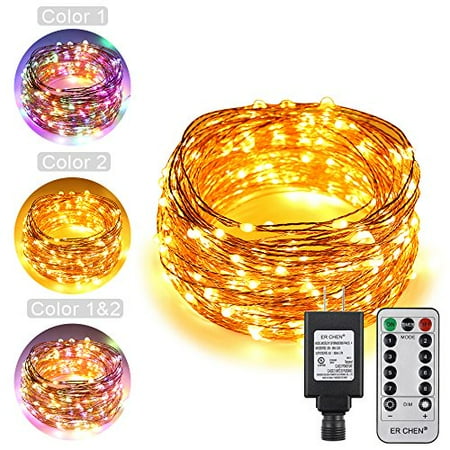 Erchen Dual Color Led String Lights 100 Ft 300 Leds Plug In Copper