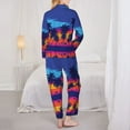 thumbnail image 3 of Pajama Sets for Women 2 Pcs, Beach with Palm Trees A Button Down Long Sleeve Sleepwear Lounge PJ Sets, 3 of 6