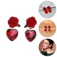 thumbnail image 2 of EeaseMX 2 pares de pendientes con forma de corazón de amor, pendientes de flores de moda, joyería para fiestas, 2 of 7