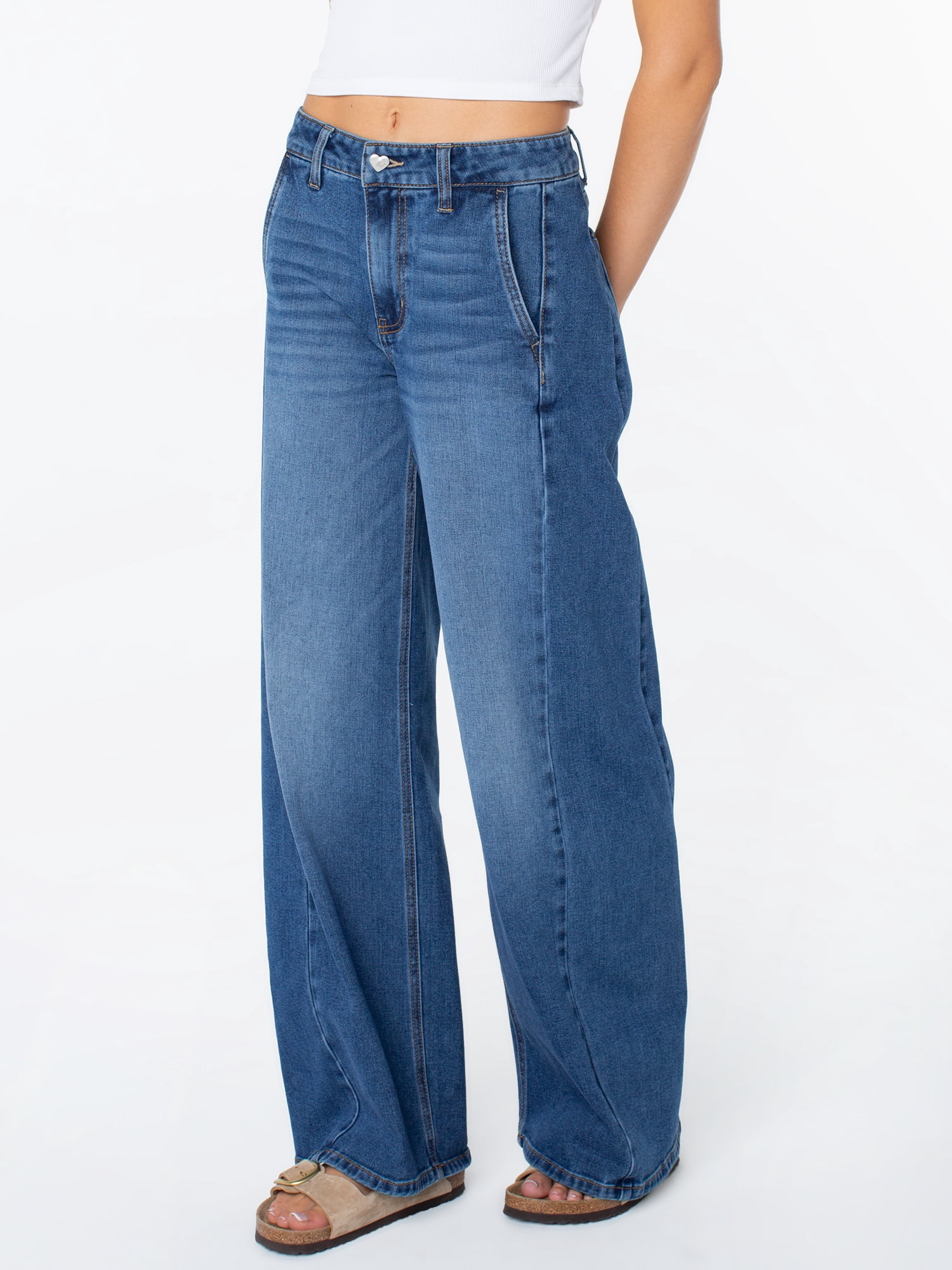 Celebrity Pink Women's and Women's Plus Wide Leg Jeans, Sizes 1-24