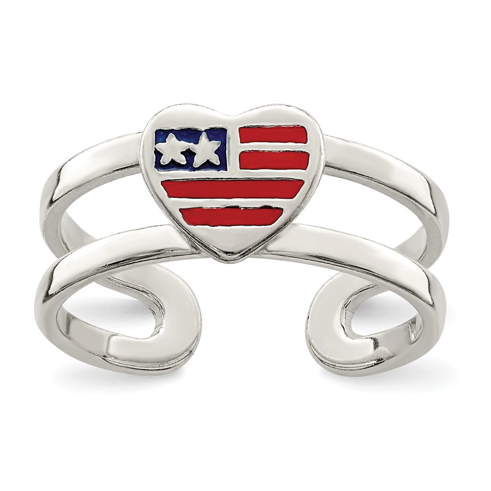 Sterling Silver Enameled Flag Toe Ring Solid 5 mm Toe Rings Jewelry