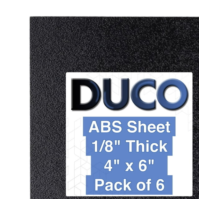 Lámina de plástico Duco ABS fabricada en EE. UU., 3 mm de grosor, 10 x 15 cm, paquete de 6 unidades, color negro