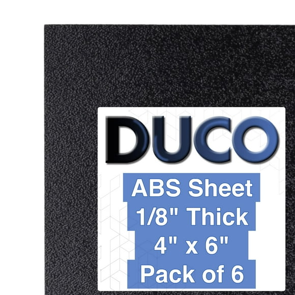 Lámina de plástico Duco ABS fabricada en EE. UU., 3 mm de grosor, 10 x 15 cm, paquete de 6 unidades, color negro