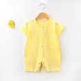 thumbnail image 2 of KAUOD Baby Boys Button down Jumpsuits Short Sleeve Soft Lightweight Rompers Toddler Wide Leg Plain Crew Neck Rompers Clothes, 2 of 8