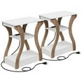 thumbnail image 4 of ZENY Set of Two End Table with Charging Station, Bedside Table with USB, 3 Tier Side Table Nightstand with Storage Shelf for Living Room Bedroom Natural Whtie, 4 of 8