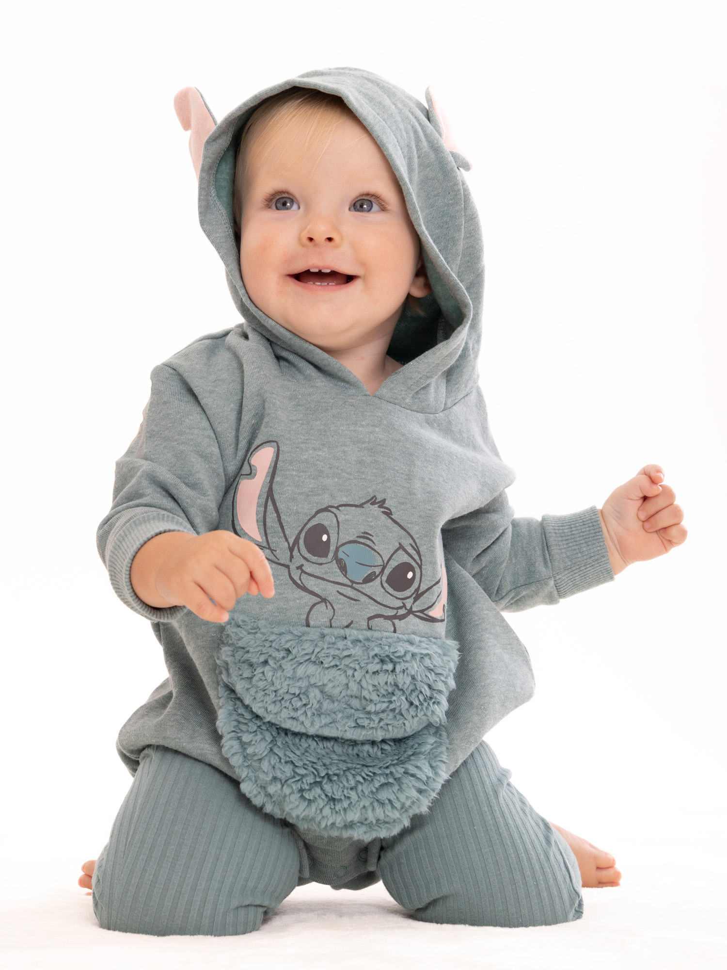 Disney Newborn Baby Boys Cosplay Stitch Hooded Bodysuit and Pants, 2-Piece Outfit Set, Sizes 0/3 Months - 24 Months