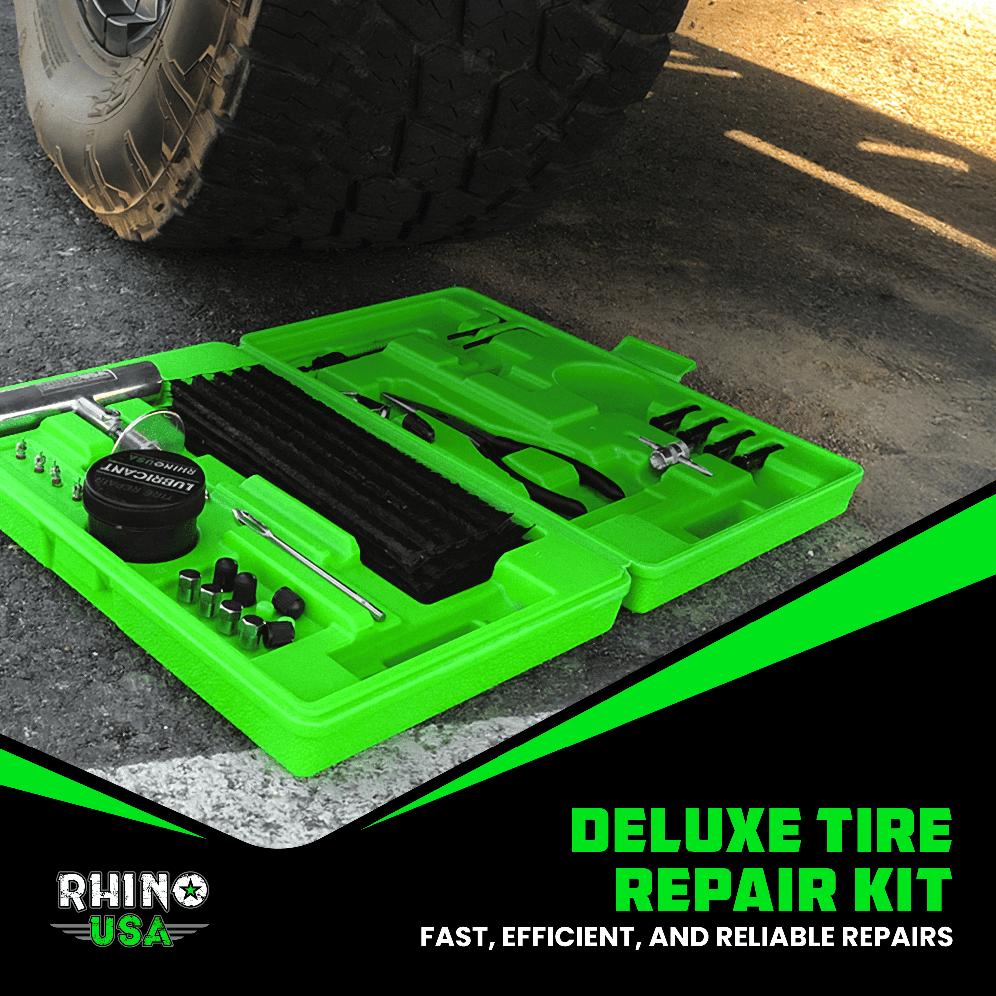 Rhino USA Tire Plug Repair Kit (86-Piece) Fix Punctures & Plug Flats - Flat Tire Puncture Repair Kit