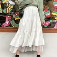 thumbnail image 4 of Vedolay Skirt Women Summer Boho Elastic High Waist Pleated A Line Tiered Maxi Skirt,White S, 4 of 4