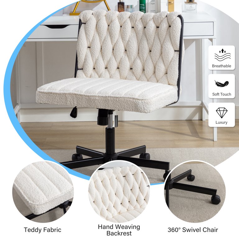 Welax Armless Wide Office Desk Chair, 300lb Adjustable Welax Armless Wide Office Desk Chair, 300lb Adjustable