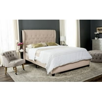SAFAVIEH Blanchett Modern Retro Tufted Bed Frame, Queen, Light Beige