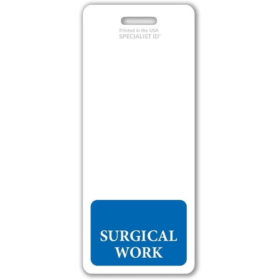Oversized Surgical Work Badge Buddy - Vertical Extra Large Badge Buddies for Surgeons - 2 1/8 X 5 1/2 Role Identification Badge Backer Card - USA Printed by Specialist ID (Blue)