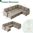 thumbnail image 5 of LAKPS Sectional Sleeper Sofa with Pull Out Bed, U-Shaped Modular Sectional with Storage, Cloud Couch for Living Room, Family Room & Apartment, Grey (3-Box Shipped), 5 of 9
