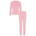 thumbnail image 1 of Runhomal Ensemble de sous-Vêtements Thermiques Chauds pour Enfants Filles Garçons Col Rond Manches Longues Hauts avec Pantalons 2 Pcs Couche de Base Ensembles Rose 100, 1 of 5