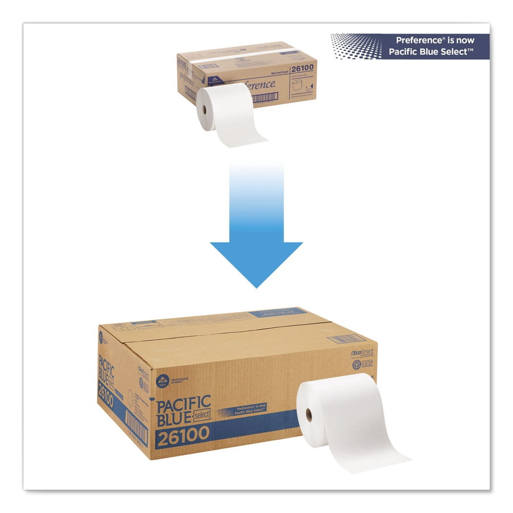 Pacific Blue Basic Nonperf Paper Towels 7 7/8 x 1000 ft, White, 6 Rolls/CT