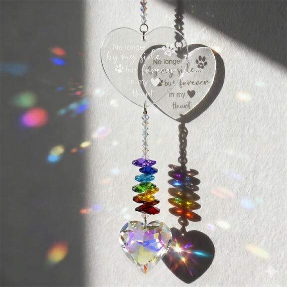 Crystal Pet Memorial Suncatcher - Heart-Shaped Sympathy Gift for Dog Loss with Engraved Paw Design and Gift Box