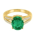 thumbnail image 2 of Mauli Jewels Rings for Women 2.52 Carat Oval Lab Created Emerald and Diamond Ring 4-Prong 10K Yellow Gold, 2 of 6