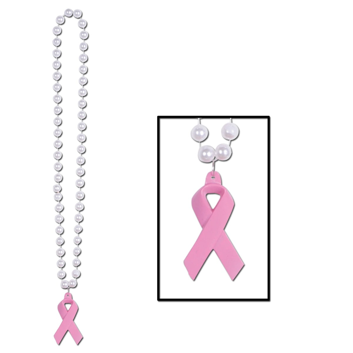 20" Chain Fashion Alert Medical ID Breast Cancer Awareness Ribbon Pink Pendant 