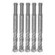 thumbnail image 1 of Broca de martillo rotativo de 5 uds., punta de carburo cementado, espiral, 2 flautas, broca de impacto para piedra de ladrillo, 110mm, 12mm/0,47 pulgadas de diámetro abierto, 1 of 14