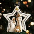 thumbnail image 1 of Adorno navideño acrílico con forma de estrella que representa un belén | Decoración religiosa festiva con versículo bíblico inspirador | Recuerdo para colgar en el árbol, 1 of 7