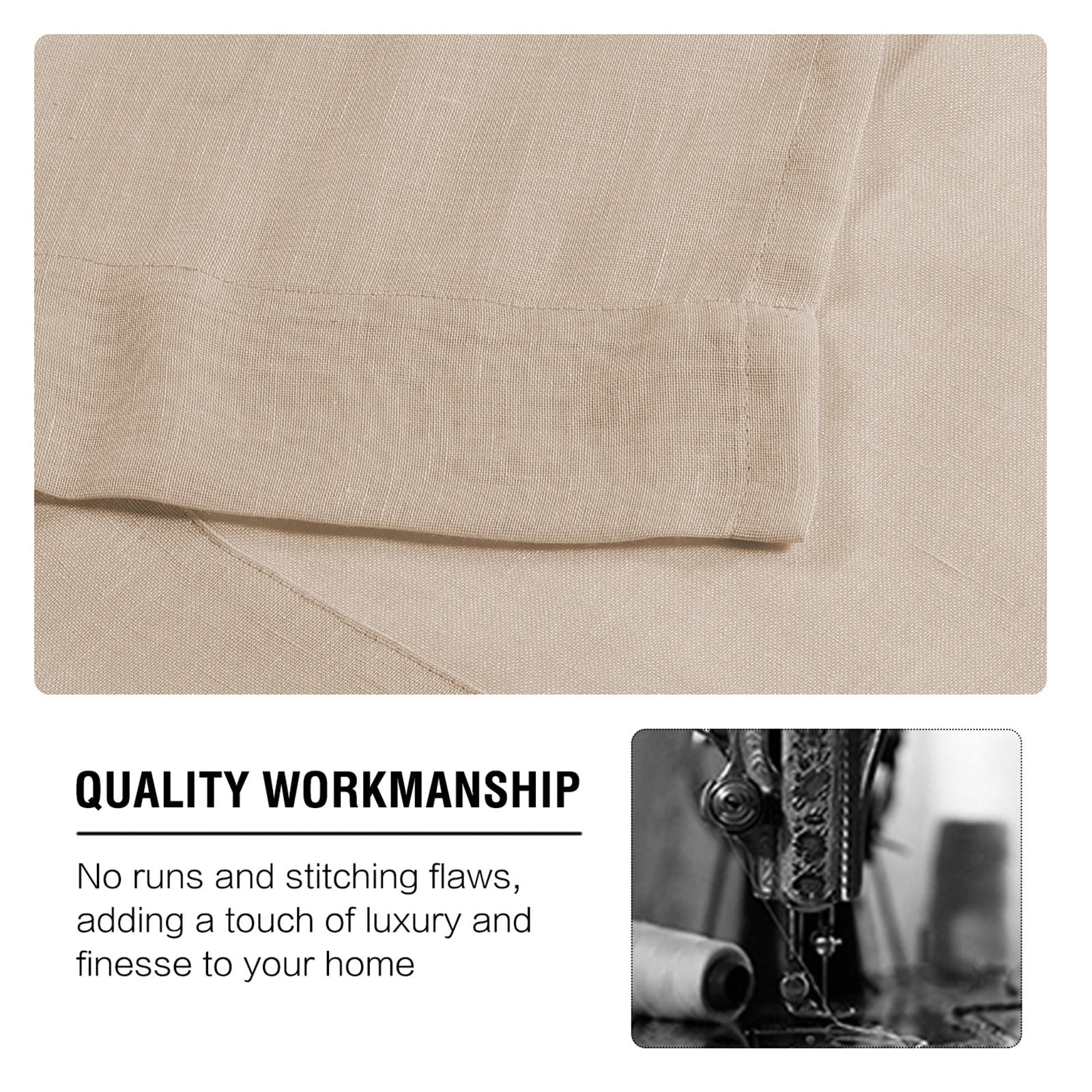 Linen Tulle Curtain 132X160Cm Khaki,2 Curtains,Linen Sheer Curtains 63 Inch Length Semi Sheer Curtains Silver Linen Curtain Panels for Living Room/Bedroom Light Filtering Curtains 2 Panels