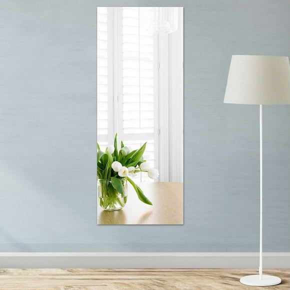nipocaio Self Adhesive Mirror 40 x 122cm Flexible Adhesive Mirror Mirror Tiles - 0.3mm Thick - Acrylic Mirror Sheets Wall Mirror Stickers for Kitchen Bathroom Living Room