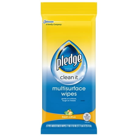 (2 pack) Pledge Multisurface Wipes, Fresh Citrus, 25