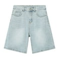 thumbnail image 3 of Jeans for Men Casual Loose Retro Straight Leg Comfortable Stretch Trend Denim Shorts Outdoor Streetwear Mens Jorts Light Blue M, 3 of 7