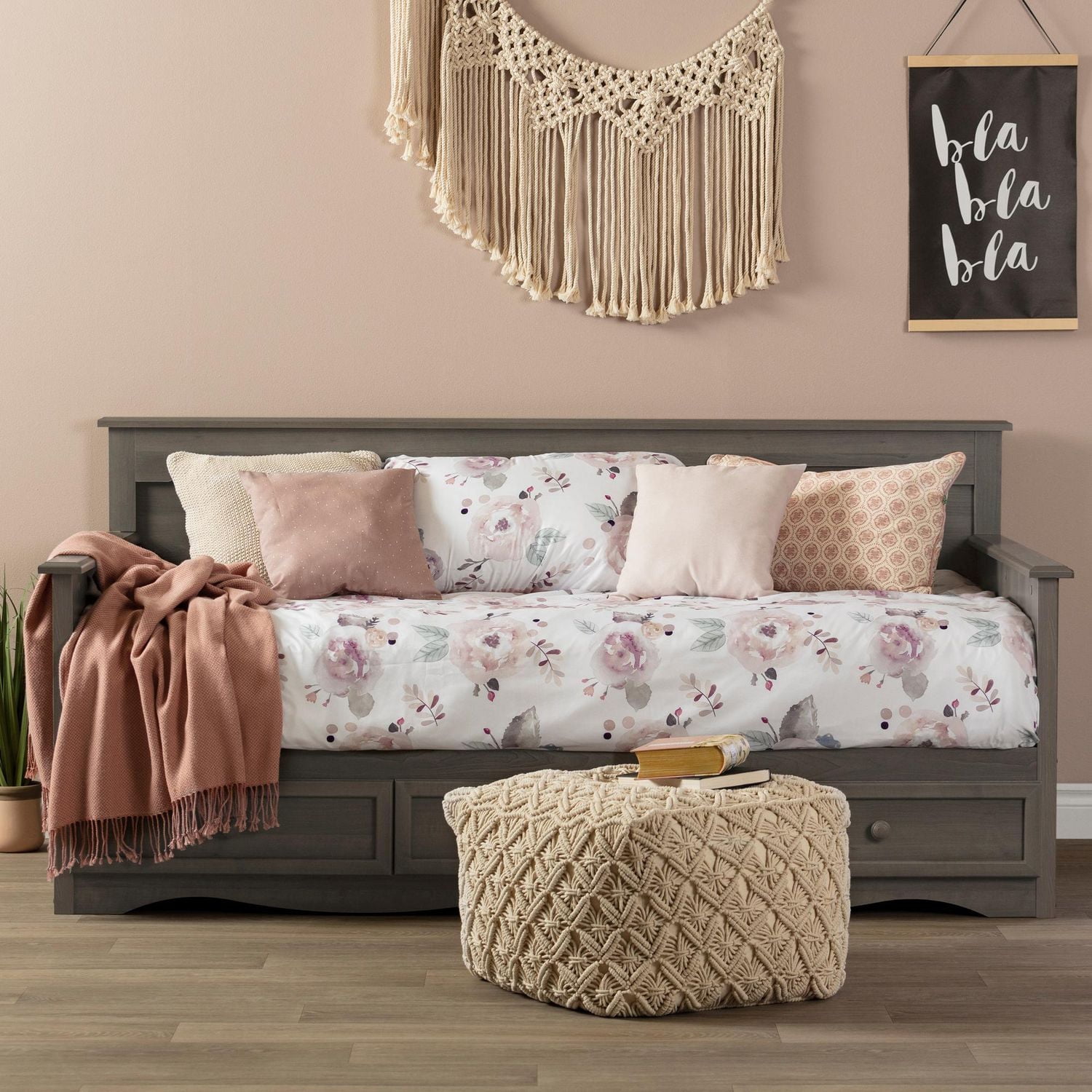 South Shore DreamIt Housse de couette aquarelle Florale-Blanc et rose