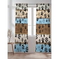thumbnail image 2 of Sheer Curtains 108 Inches Long 2 Panels Set for Living Room, Blue Brown Paw Prints Semi Sheer Curtains for Windows, Vintage Farmhouse Country Wood Grain Voile Window Treatments Rod Pocket Curtain, 2 of 7