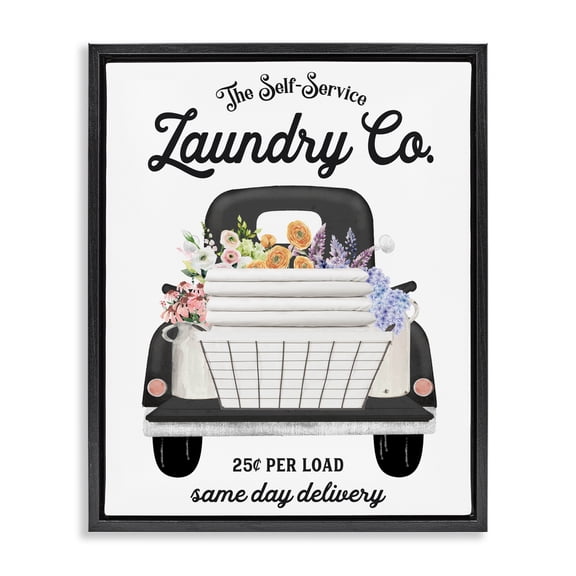 Laundry Service Truck Black Framed Floater Canvas Wall Art, design by Lettered and Lined