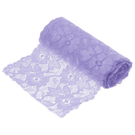 6.3 Inch Wide 5 Yard Lace Ribbon Floral Pattern Light Purple Lace Trim Ribbon for Gift Wrapping, Wedding Decor