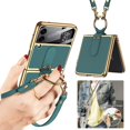 thumbnail image 1 of Case Compatible With Samsung Galaxy Z Flip 3 5g With Ring Strap, Hard Leather Protector, 1 of 5