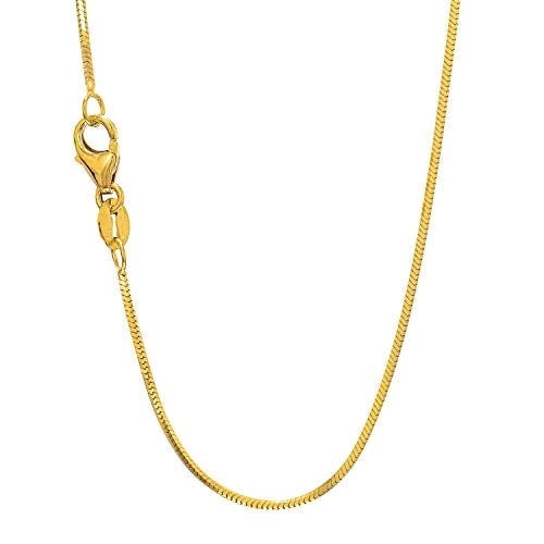 JewelStop 14k Solid Yellow Gold 0.8 mm Octagonal Snake Chain, Lobster Claw Clasp - 24 Inches, 4.7gr.
