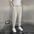 thumbnail image 5 of 9 Pantalones de verano recortados para hombre, pantalones de traje negros rectos para hombre, ropa de oferta, ropa de trabajo para hombre chino, finos, informales, de alta calidad, 5 of 5