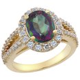 thumbnail image 1 of 10K Yellow Gold Natural Diamond Mystic Topaz Engagement Ring Oval 10x8mm, size 5, 1 of 3