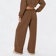 thumbnail image 4 of Nestiefly Womens Sweatpants Fall Winter Baggy Wide Leg Sweatpant Fleece Lined Straight Leg Sweat Pants Coffee L, 4 of 5