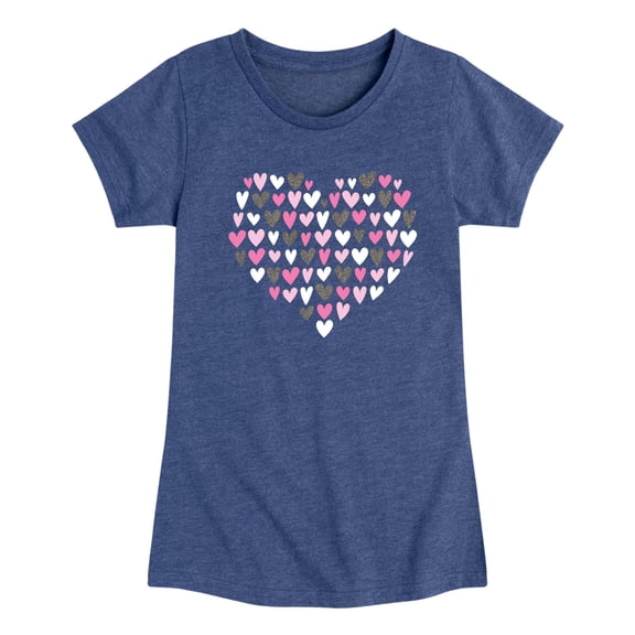 Instant Message - Heart Filled Silhouette Sparkle - Toddler And Youth Girl's Short Sleeve T-Shirt
