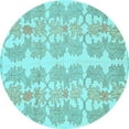 thumbnail image 1 of Ahgly Company Indoor Round Abstract Light Blue Modern Area Rugs, 5' Round, 1 of 4