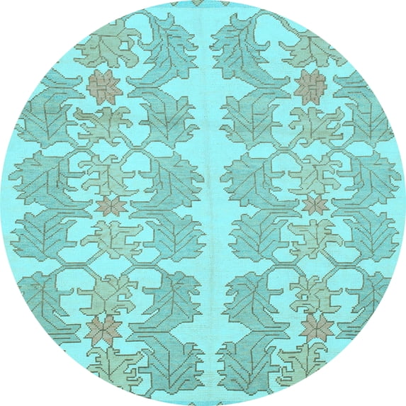 Ahgly Company Indoor Round Abstract Light Blue Modern Area Rugs, 5' Round