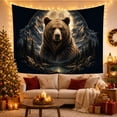 thumbnail image 3 of Bear in Mountain Forest Under Full Moon, Majestic Fantasy Wildlife Decor for Animal Lovers, Nature Wall Art Halloween Gift, Tapestry Wall Hanging for Bedroom, Living Room, 3 of 7