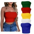 thumbnail image 6 of Lovskoo Womens 5 Pack Tube Tops Crop Tops Going Out Strapless Basic Backless Bandeau Bra Summer Outfits 2024 Y2K Clothes Blue + White + Yellow + Red + Green, 6 of 6